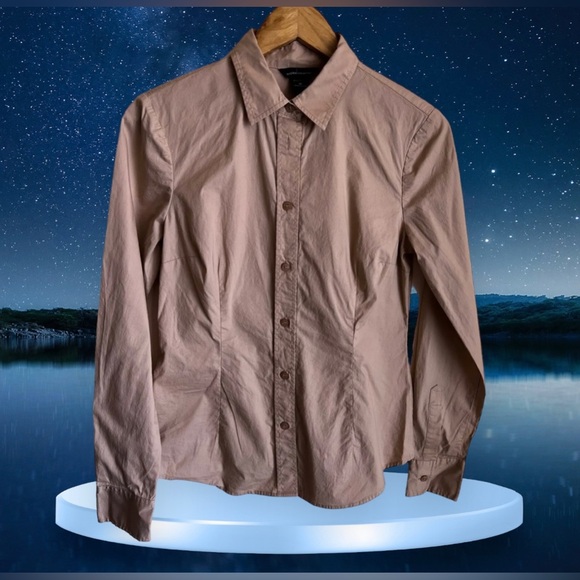 Moda International Women Tan Long Sleeve Blouse M With Bottom 4. % Elastic - Picture 4 of 16